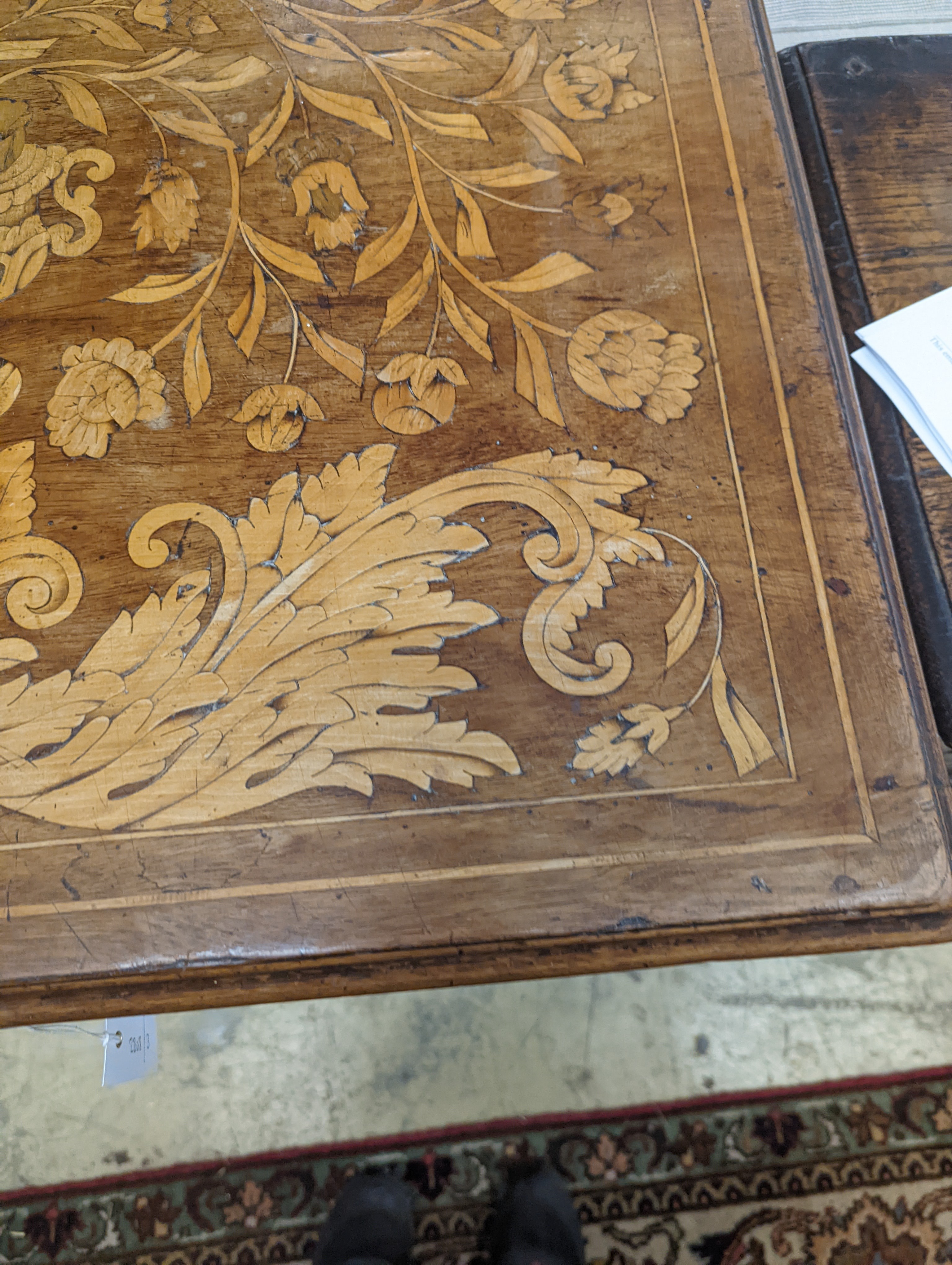 An 18th century Dutch floral marquetry walnut cabinet (altered), width 70cm, depth 48cm, height 87cm